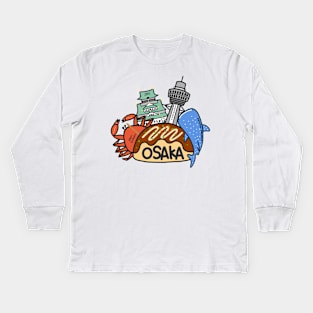 OSAKA Love Japan Osaka Logo Cute Funny Art Takoyaki Kids Long Sleeve T-Shirt
